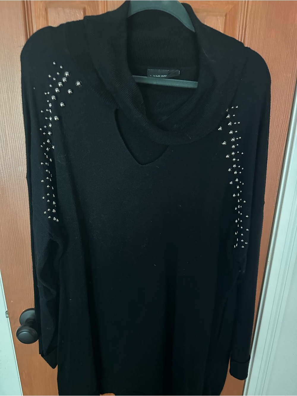 Lane Bryant Black Studded Cowl Neck Sweater